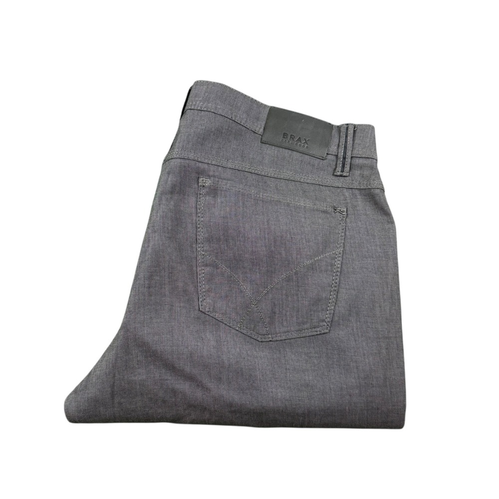 Brax Cooper Fancy Regular Fit Cotton Blend Gray 5 Pocket Pants Mens 38x34